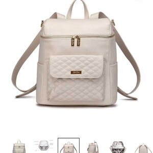 Elegant Cream Quilted Backpack Luli Bebe diaper bag
